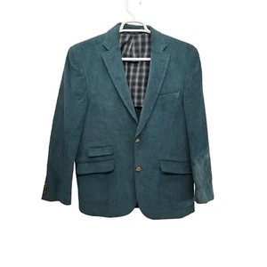 Alan Flusser Size 40R Blazer Jacket Corduroy Mens Green Plaid Lining Sport Coat - Picture 1 of 6