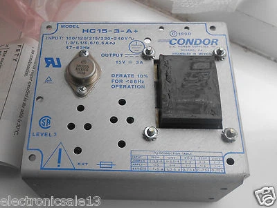 CONDOR D C POWER SUPPLY 230V INPUT MODEL NO. HC15-3-A+ / POWER SUPPLY - Image 1 of 3
