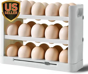 Egg Holder for Refrigerator, 30 Grid Egg Tray 3 Layer Organizer Bins Reusable... - Picture 1 of 1