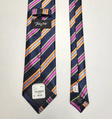 New JZ Richards STRIPED Patterned 100% SILK Neck Tie Blue Multicolor USA MADE - Image 1 of 4