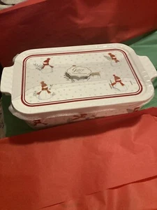 Grace's Pantry 3 in 1 Christmas Snowman Print  Baker Casserole w/ Lid Brand New! - Picture 1 of 11
