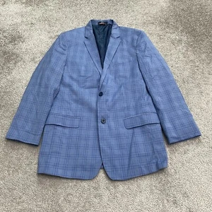 Tommy Hilfiger TH Flex Blazer Suit Jacket Boys Kids 18 Blue Plaid Ventless Lined - Picture 1 of 13