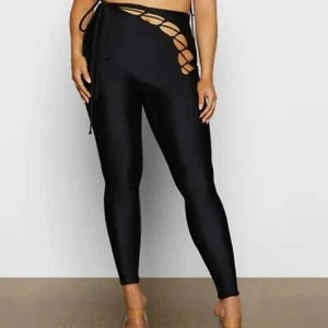 Skims Lace Up Pant Leggings Black Onyx Size Large - Picture 1 of 5