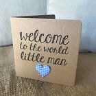 Handmade New Baby Boy card - blue gingham