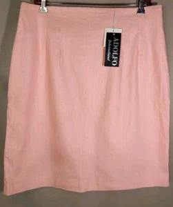 ADOLFO International Women Pink Linen Blend Lined Skirt Size 16 - Picture 1 of 6