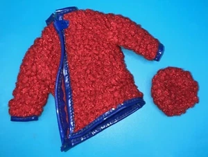 Vintage 1963 Skipper Barbie Puppe Wooly Winner rot Wollmantel Jacke Hut #1746 - Bild 1 von 3