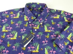 Polo Ralph Lauren SS Flamingo Palme Surfen auf Knopfleiste Shirt neu mit Etikett $ 98-125 - Bild 1 von 6