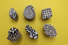 Textile wooden printing block stamp decorative dyes set of 6 different designs