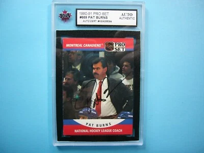1990/91 PRO SET TARJETA DE HOCKEY NHL 250 PAT BURNS COACH CASI NUEVO NÍTIDO + AUTÓGRAFO KSA Foto 1 de 4