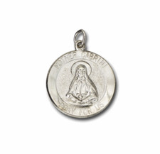 Sterling Silver Rhodium-plated Mother Cabrini Pray For Us 18.3mm Medal Pendant
