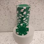 Quality 12g Stack Of 25 Poker Chips green with white highlights and Dice Design