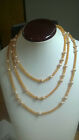 Natural Pearl and soft orange Aventurine 62" with Gold over Silver clasp