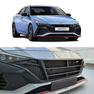 Front Hood Radiator Grille Matt Black (Fits: 2021 2024 Elantra CN7 N Line) - Foto 1 di 4