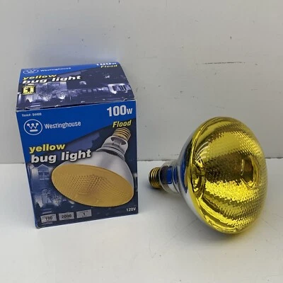 (2pcs) Westinghouse 04409 Yellow Bug Light Bulb 100W BR38 (Bugs NOT attracted) - Image 1 of 4