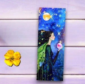 Bookmark - Mystical Girl Gazing At The Future, Gift for Book Readers and Women - Imagen 1 de 5