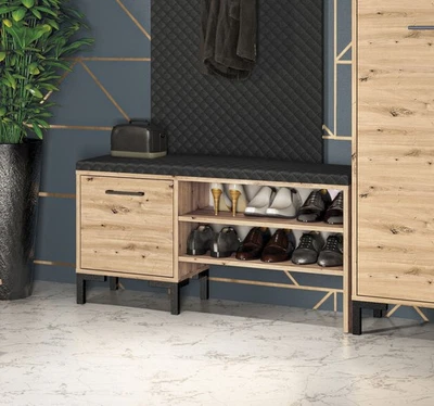 Sitzbank "Nevio" Schuhbank 105cm Artisan Eiche 1-türig - Bild 1 von 4