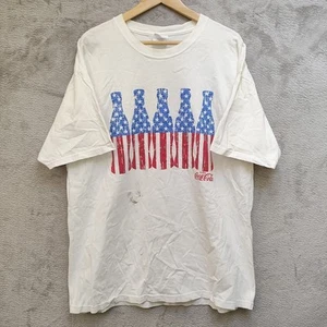 Vintage Coca-Cola Coke Shirt XL Hanes Heavyweight White Patriotic Flag Logo July - Bild 1 von 13