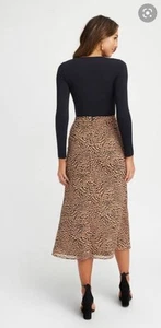 Kookai High Waisted Animal Print Skirt Front Slit Sz 36 - Picture 1 of 12