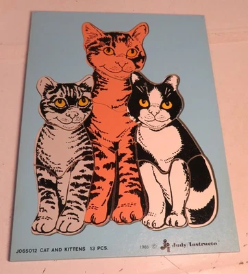 Vintage 1985 Judy Instructo Cat and Kittens 13 pcs Puzzle J065012 Complete GUC - Image 1 of 4