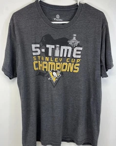 Camiseta Gris Pittsburgh Penguins Fanatics Talla L NHL Hockey 2017 Stanley Cup Champs - Imagen 1 de 10