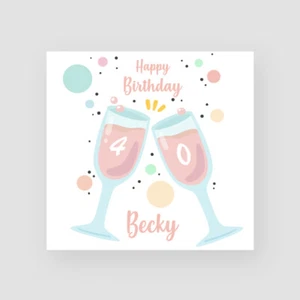 Tarjeta de cumpleaños 40 personalizada hecha a mano champán hermana amiga hija mamá - Imagen 1 de 6
