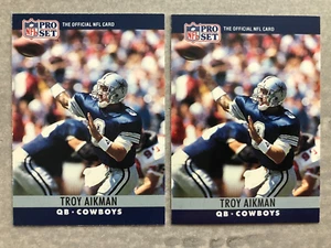 Lot of (2) 1990 Pro Set TROY AIKMAN "Injured Slash" Variation Football Cards #78 - Picture 1 of 2