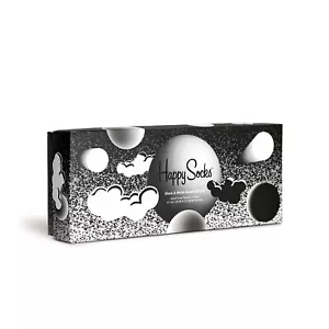 Happy Socks - Set of 4 Pairs of Black & White Socks in Presentation Gift Box - Picture 1 of 6