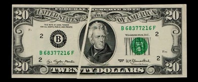 ((Gutter Fold Error)) $20 1977 Federal Reserve Note Almost Uncirculated #68 - Image 1 of 2
