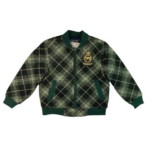 Kaminey Sz 7 Tartan Plaid Bomber Jacket Quilted Lined Green Embroidered 120/60 - Picture 1 of 13