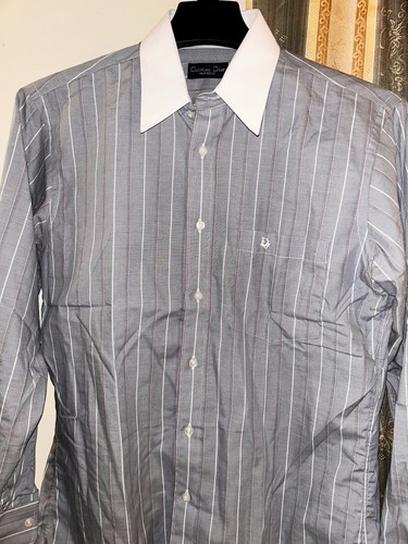 Camicia elegante vintage Christian Dior Chemises 35 quadri bottoni logo uomo