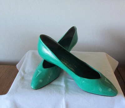 Zapatos de tacón Bruno Magli verde bloque con recortes verdes más claros, Italia 36, EE. UU. 5,5 Foto 1 de 4