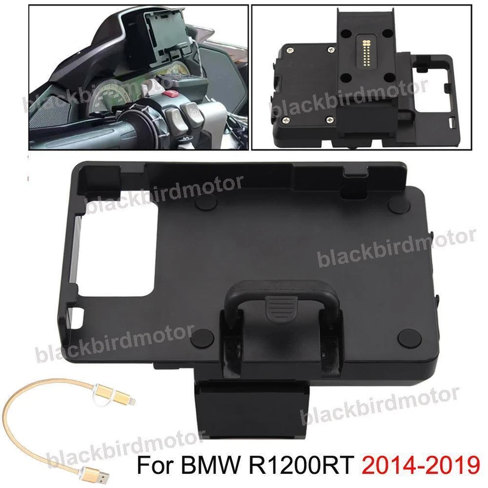 Soporte para teléfono móvil Soporte de navegación GPS Cargador USB para BMW R1200RT 2014-2019 Foto 1 de 4