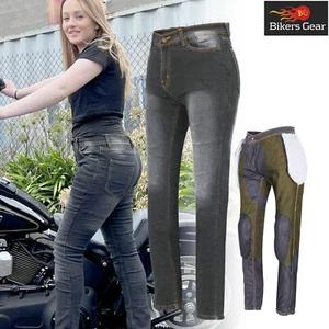 DAMEN MOTORRAD FAHREN DENIM STONEWASH JEANS KEVLAR DUPONT ARAMIDSCHUTZ - Bild 1 von 11