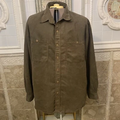 Knights Bridge.  Size XL.  Suede Cloth Long Sleeve Shirt.  Brown/green. B107 - Image 1 of 4