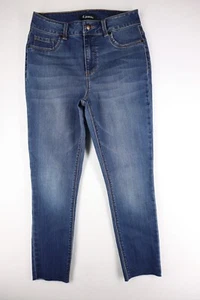 D. Jeans Womens Jeans 4 Mid-Rise Skinny Ankle Stretch Dark Wash Blue Denim - Picture 1 of 8
