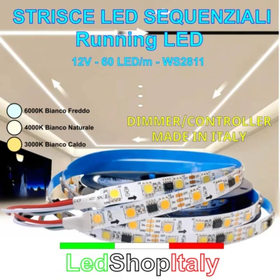 Led Sequenziali Strisce Led Digitali Running Led Luci Sequenziali 12V 5050 14W/m - Immagine 1 di 4