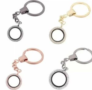 Memory Living Charm Round Glass Locket Key Chain Keyring - Picture 1 of 7