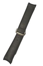 Hirsch MOBILE Curved End Leather  Watch Strap & Deployment clasp BLACK 22mm