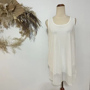 Paula Ryan Woman’s White Sleeveless Top Mesh Overlay Size M Stretch Designer - Picture 1 of 8
