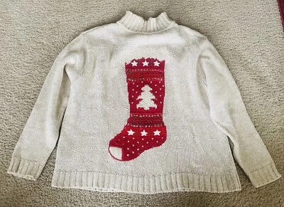 Suéter Medias Navideñas Vintage Liz Claiborne Lizsport Lino/Algodón Talla M Foto 1 de 3