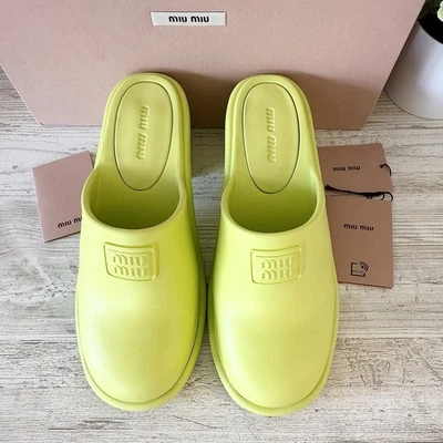 New Miu Miu Soft Mules Lime, Size 39, US 9 - Image 1 of 4