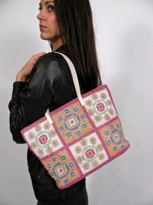 BOLSO DE MANO FENDI DE COLECCIÓN COMPLETO CON CUENTAS BLANCO ROSA SORBETE CORREA DE SERPIENTE DE CUERO Foto 1 de 4