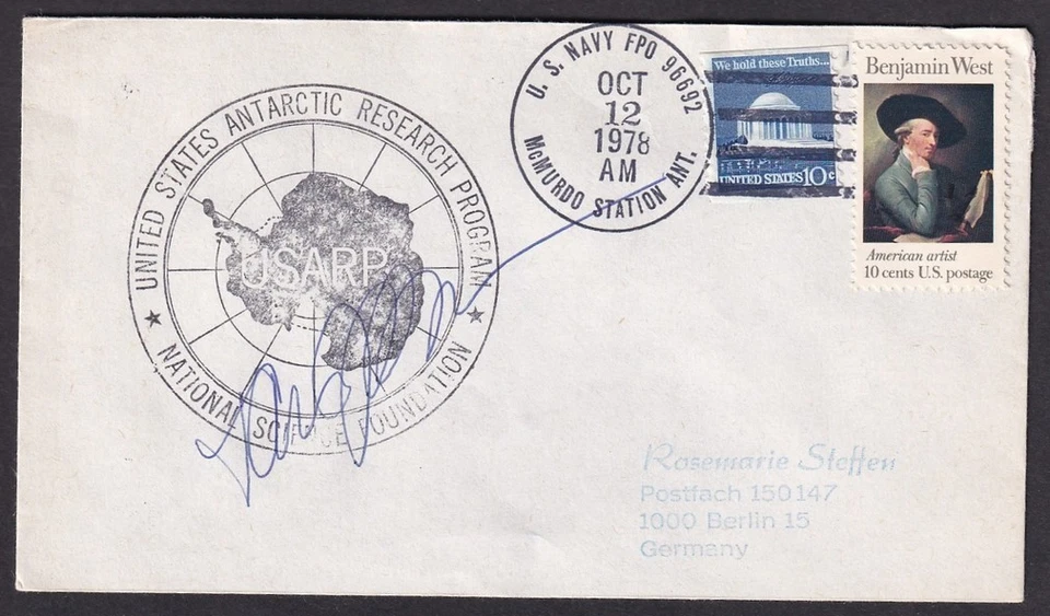US Antarctic 1978 US NAVY FPO 96692 MCMURDO STATION ANT. cubierta firmada en caché Foto 1 de 1