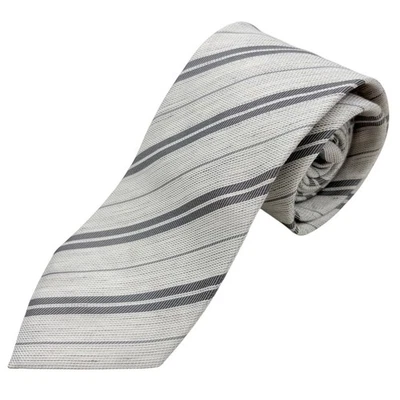 ARMANI COLLEZIONI Corbata Rayas Seda Lino Gris Italia Oficina Diseñador 3.5" x 60" Foto 1 de 4