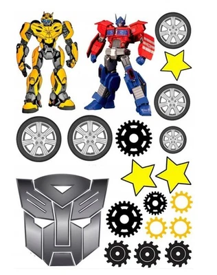 MARKENLOS Transformers Autobots Essbar Tortenaufleger Torte Geburstag Zuckermasse +NAME
