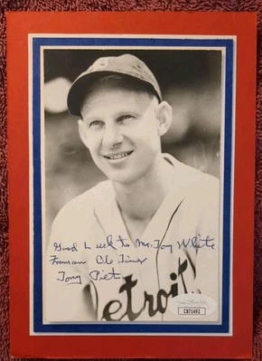 Tony Piet (d.81) Autographed Rowe PC JSA Authenticated CB71492 Detroit Tigers - Image 1 of 2