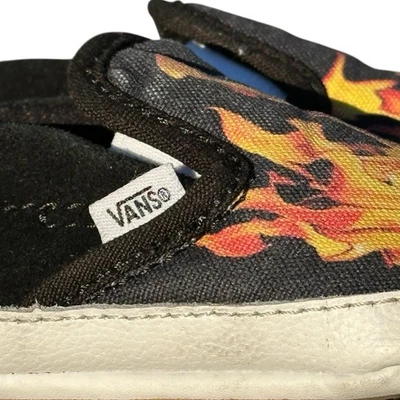 Vans Baby Asher Infant Soft Sole Black Flame Shoes Sneaker Size 4 Unisex Punk - image 1 of 4