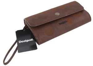 Desigual 19WAYP35 Donna `S Portafoglio OS Marrone Rivestito Ricamato Fower Toppa - Picture 1 of 10