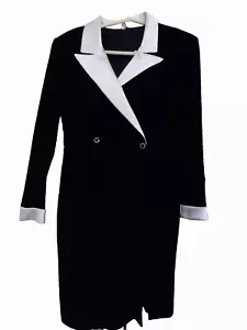 Abito vintage Ever Beauty doppio petto velluto polsini bianco raso colletto ELEGANTE 10 - Foto 1 di 12