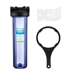 Geekpure 20-Inch Whole House Clear Water Filter Housing with Wrench Bracket-3/4" - Picture 1 of 6